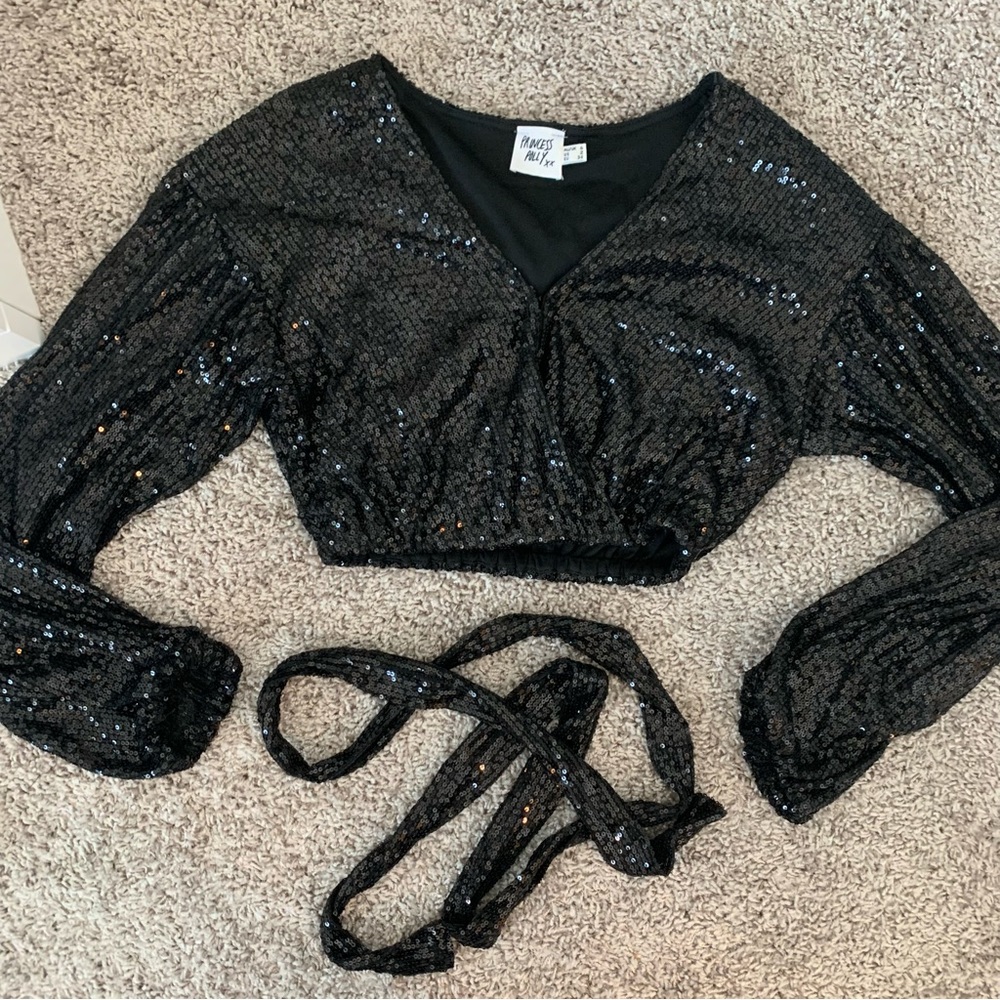 Sequin Top with Tie